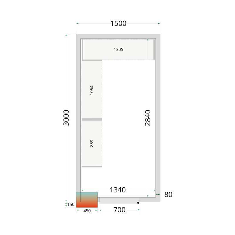 Panneaux de chambre froide 80 mm - CR 150x300x212 NF