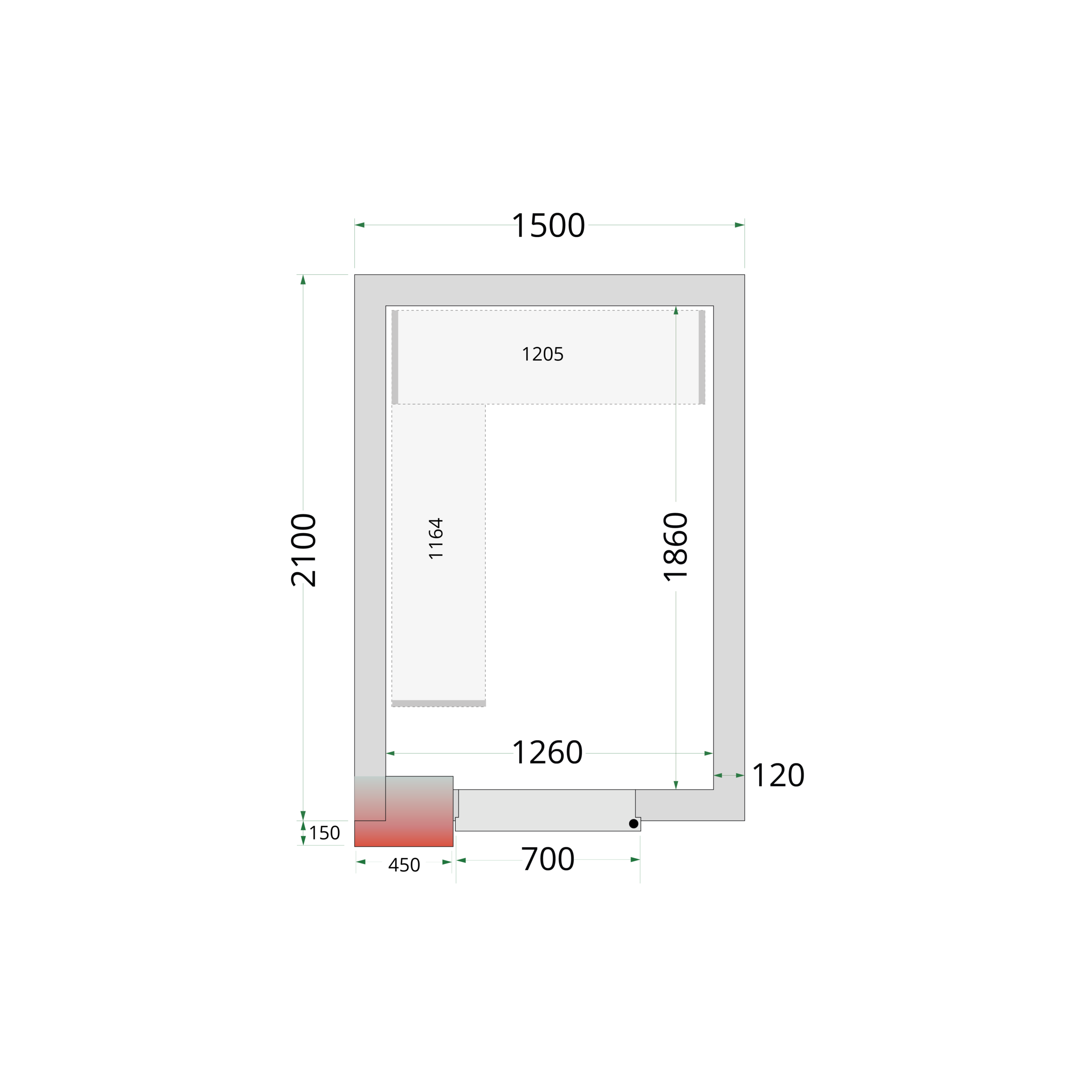 Panneaux de chambre froide 120 mm - CR 150x210x220