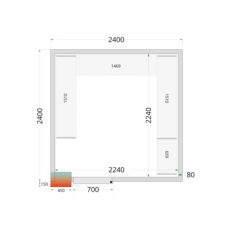 Panneaux de chambre froide 80 mm - CR 240x240x212 NF