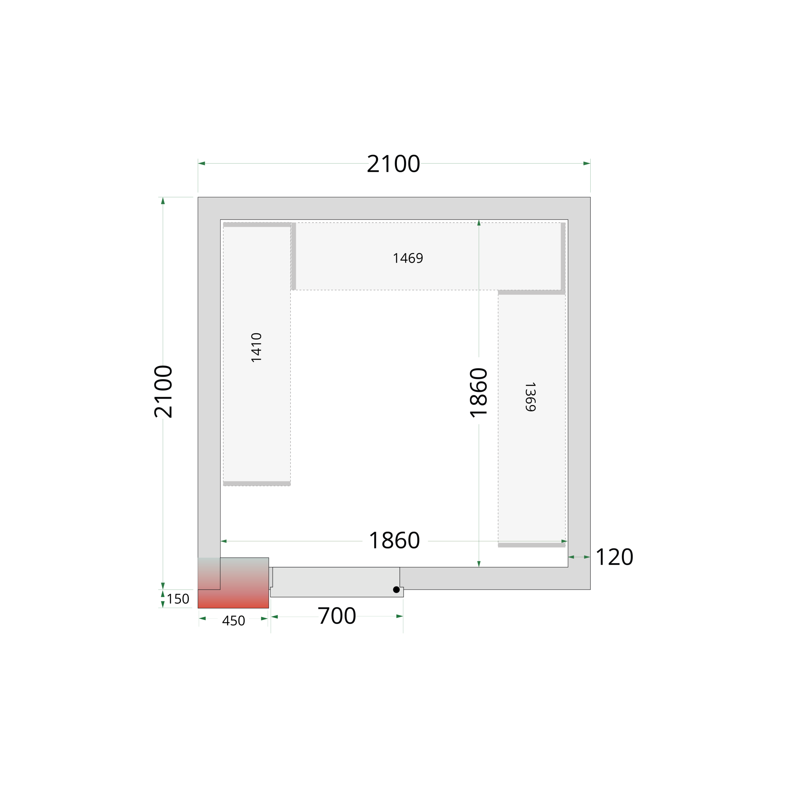 Panneaux de chambre froide 120 mm - CR 210x210x220
