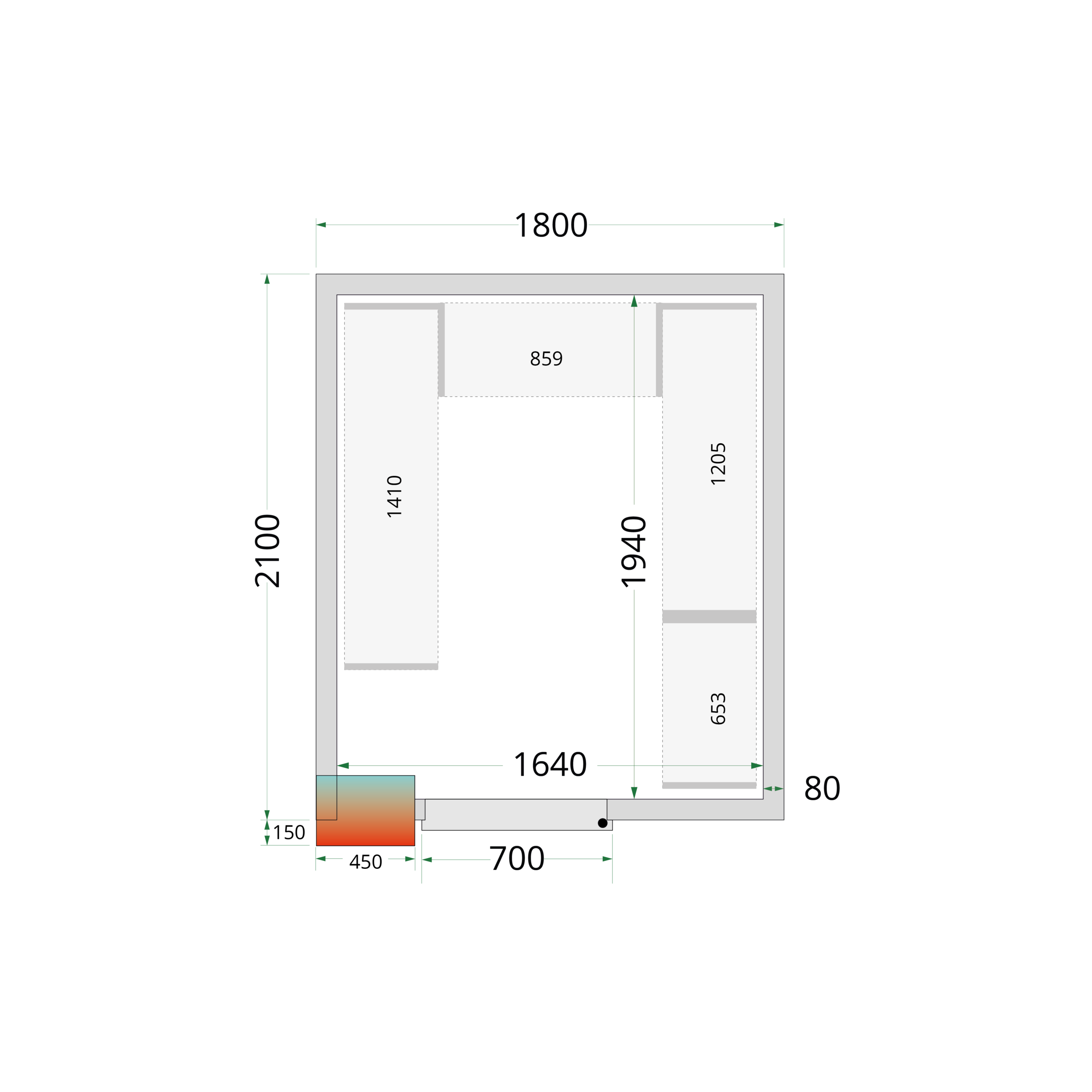 Panneaux de chambre froide 80 mm - CR 180x210x220