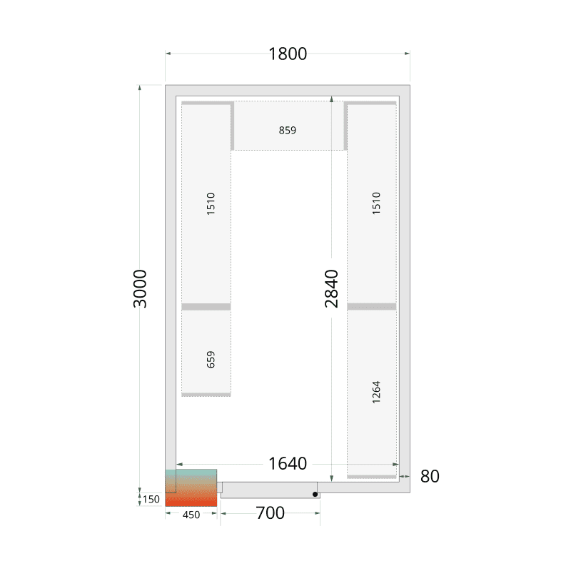 Panneaux de chambre froide 80 mm - CR 180x300x212 NF