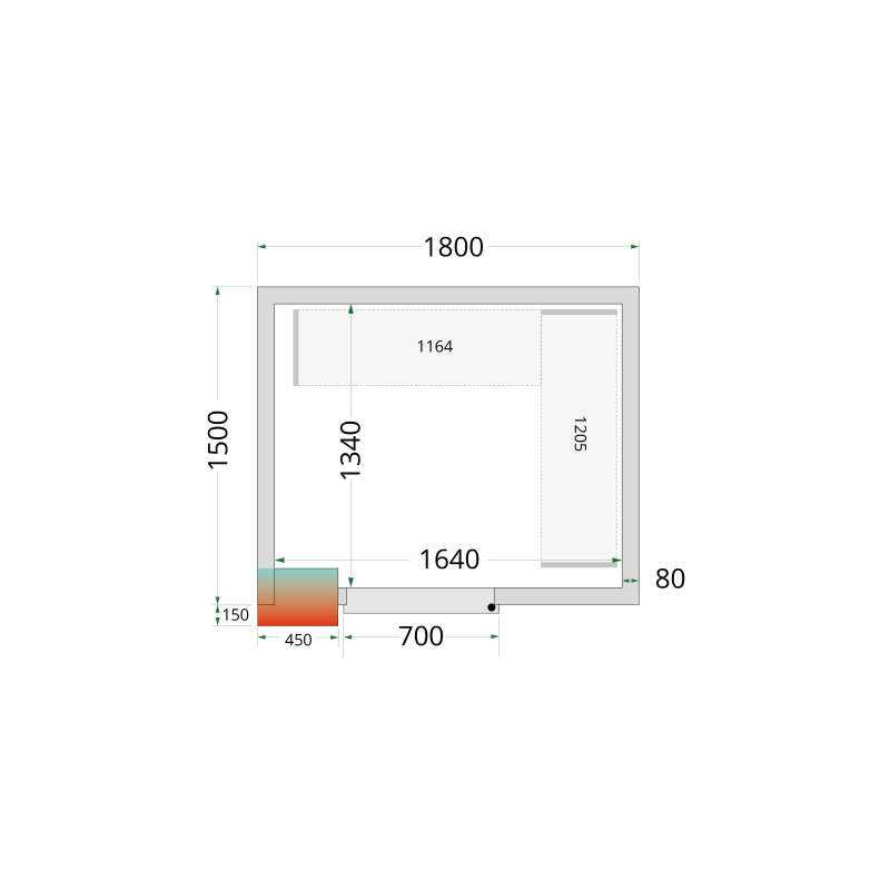 Panneaux de chambre froide 80 mm - CR 180x150x212 NF
