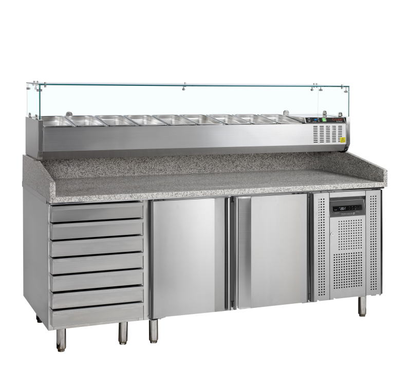 Table à pizza avec module pour garniture - PT1310 + GVC38-200