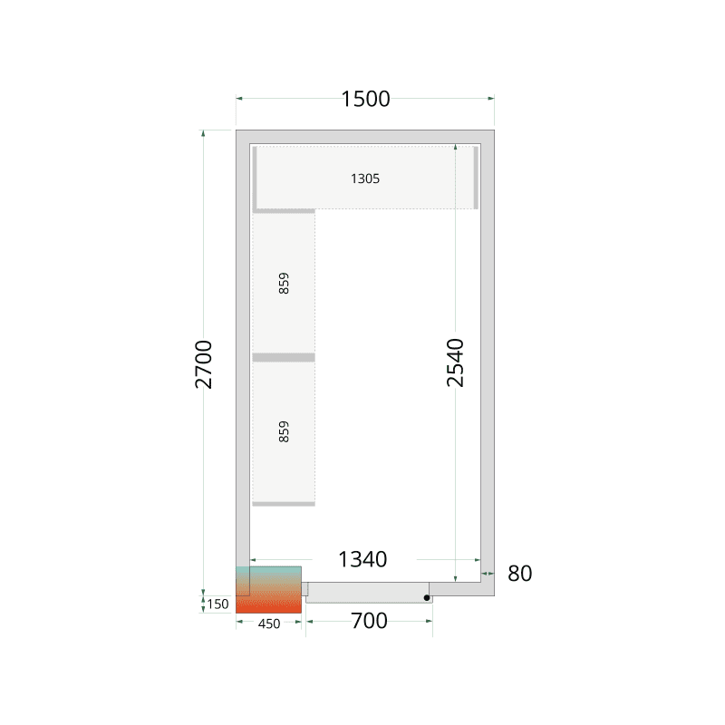 Panneaux de chambre froide 80 mm - CR 150x270x220
