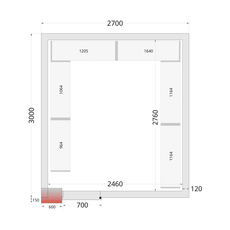Panneaux de chambre froide 80 mm - CR 270x300x212 NF