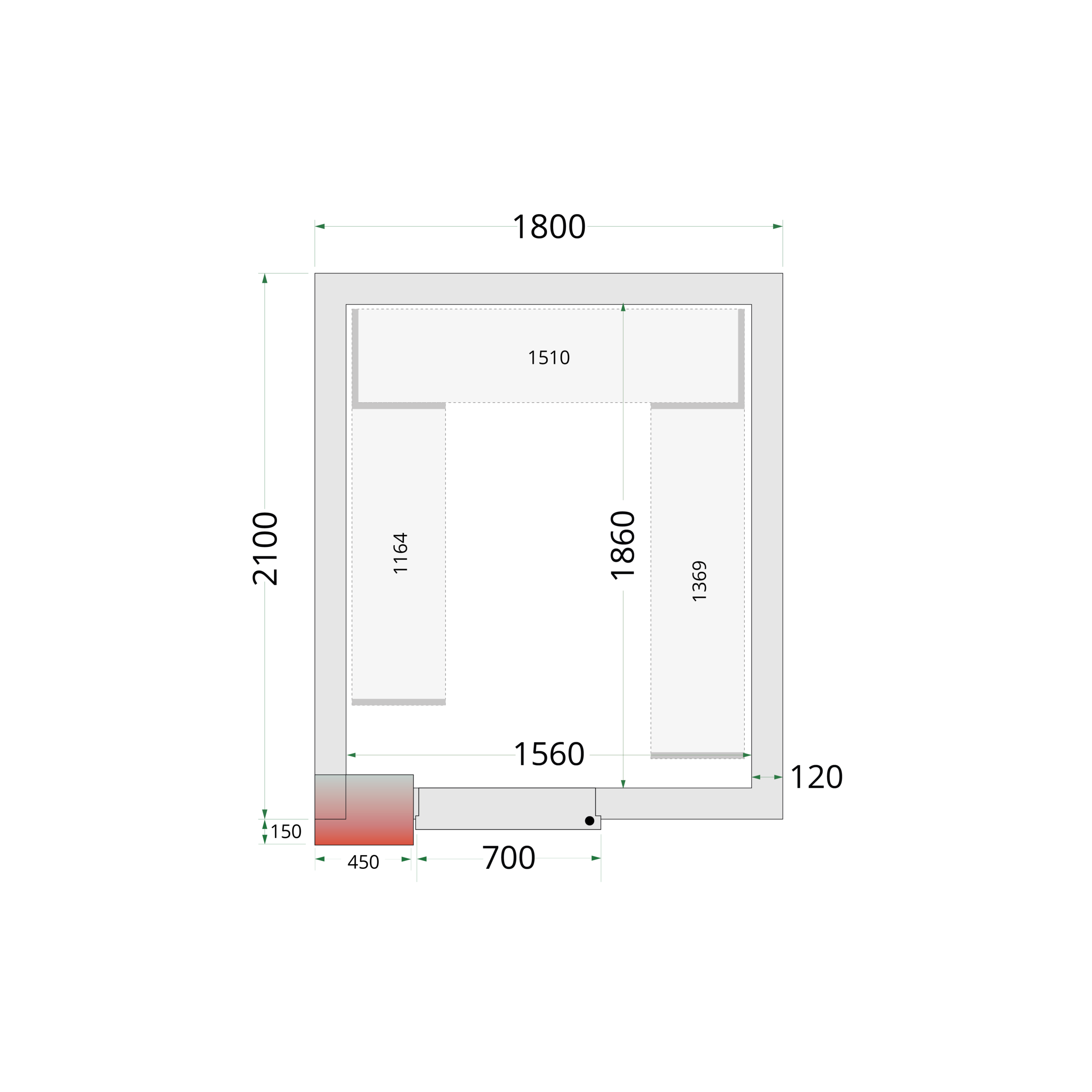 Panneaux de chambre froide 120 mm - CR 180x210x220