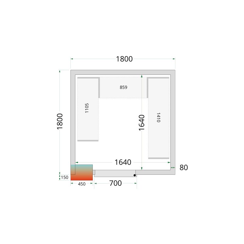 Panneaux de chambre froide 80 mm - CR 180x180x212 NF