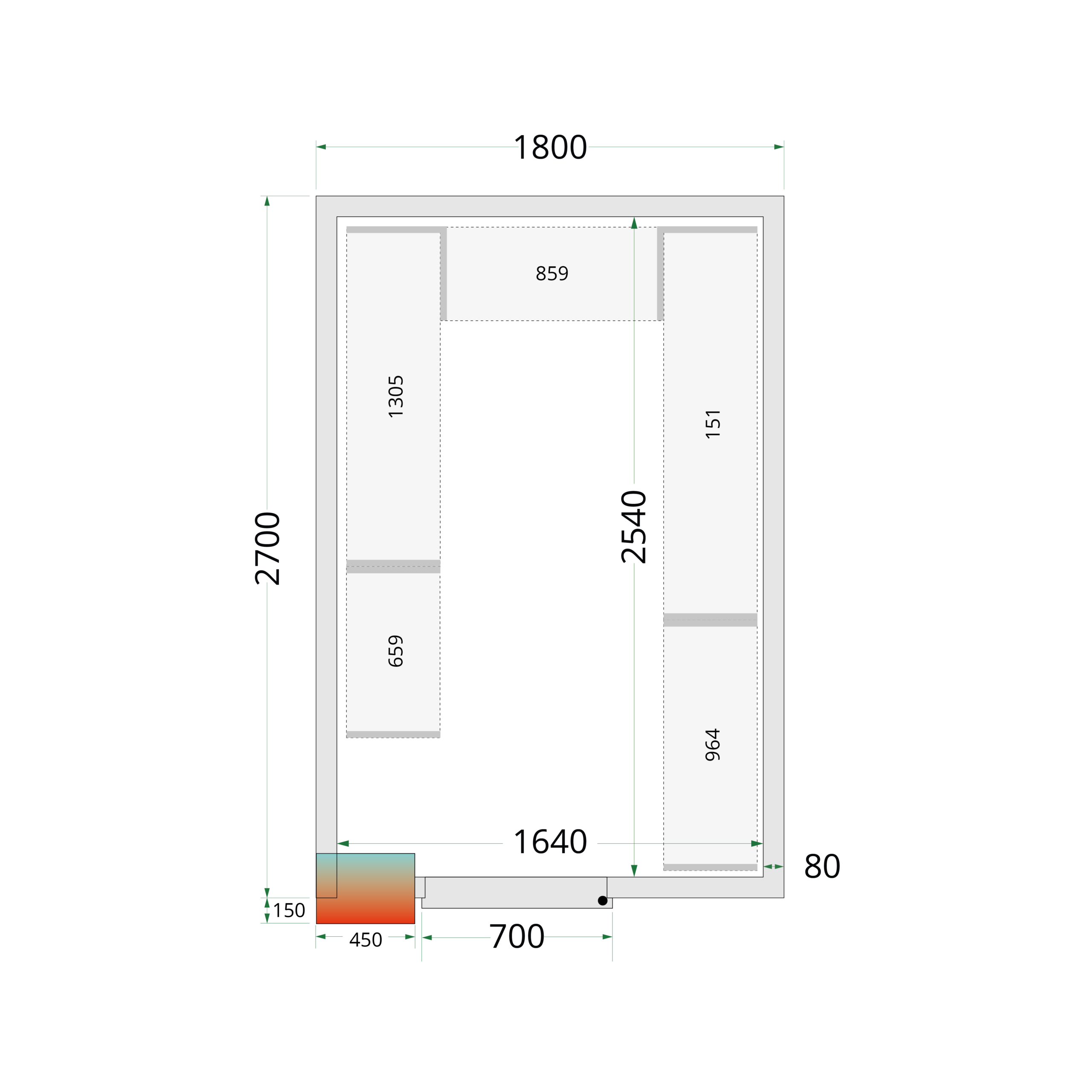 Panneaux de chambre froide 80 mm - CR 180x270x220