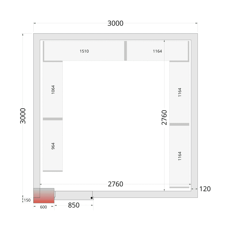 Panneaux de chambre froide 120 mm - CR 300x300x220 WD