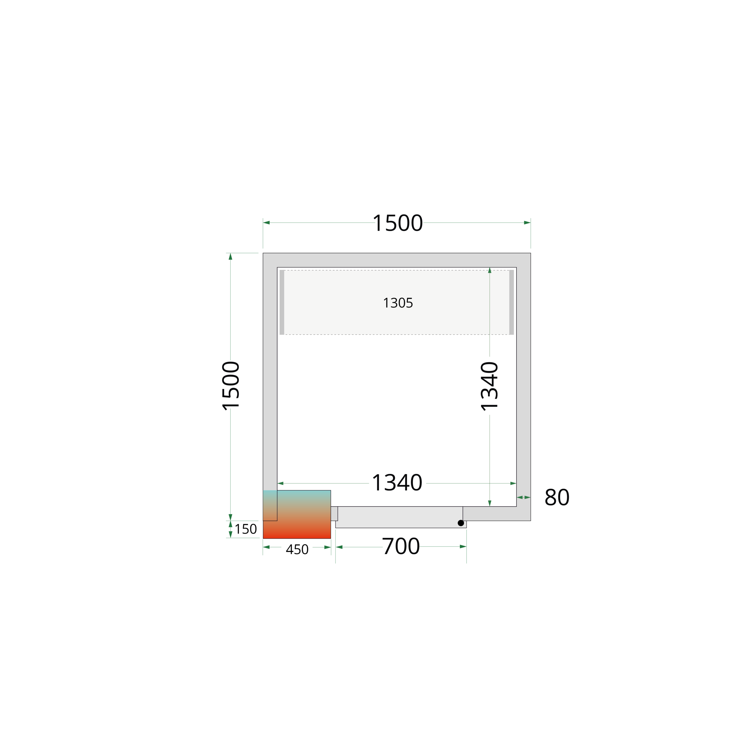 Panneaux de chambre froide 80 mm - CR 150x150x220