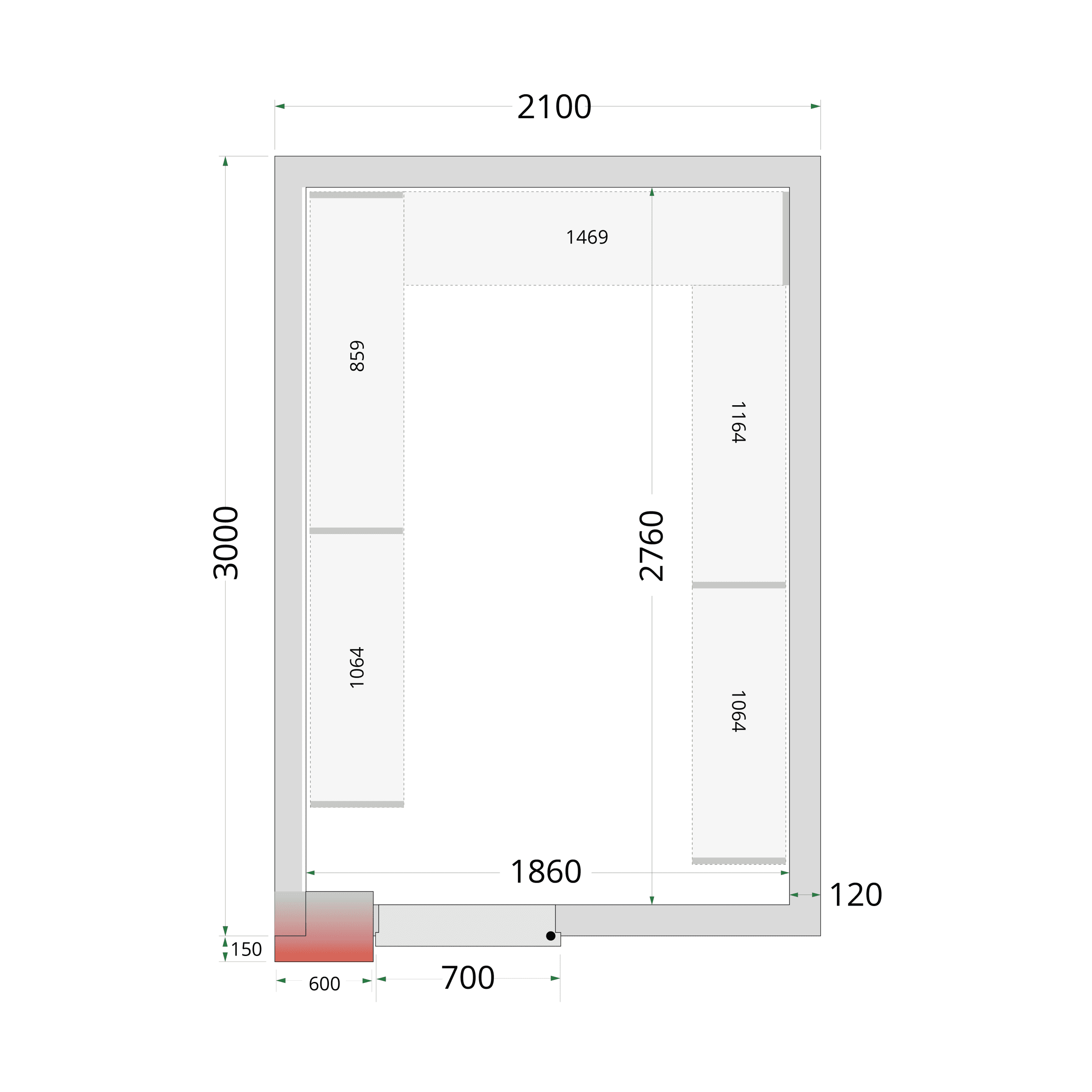 Panneaux de chambre froide 120 mm - CR 210x300x220