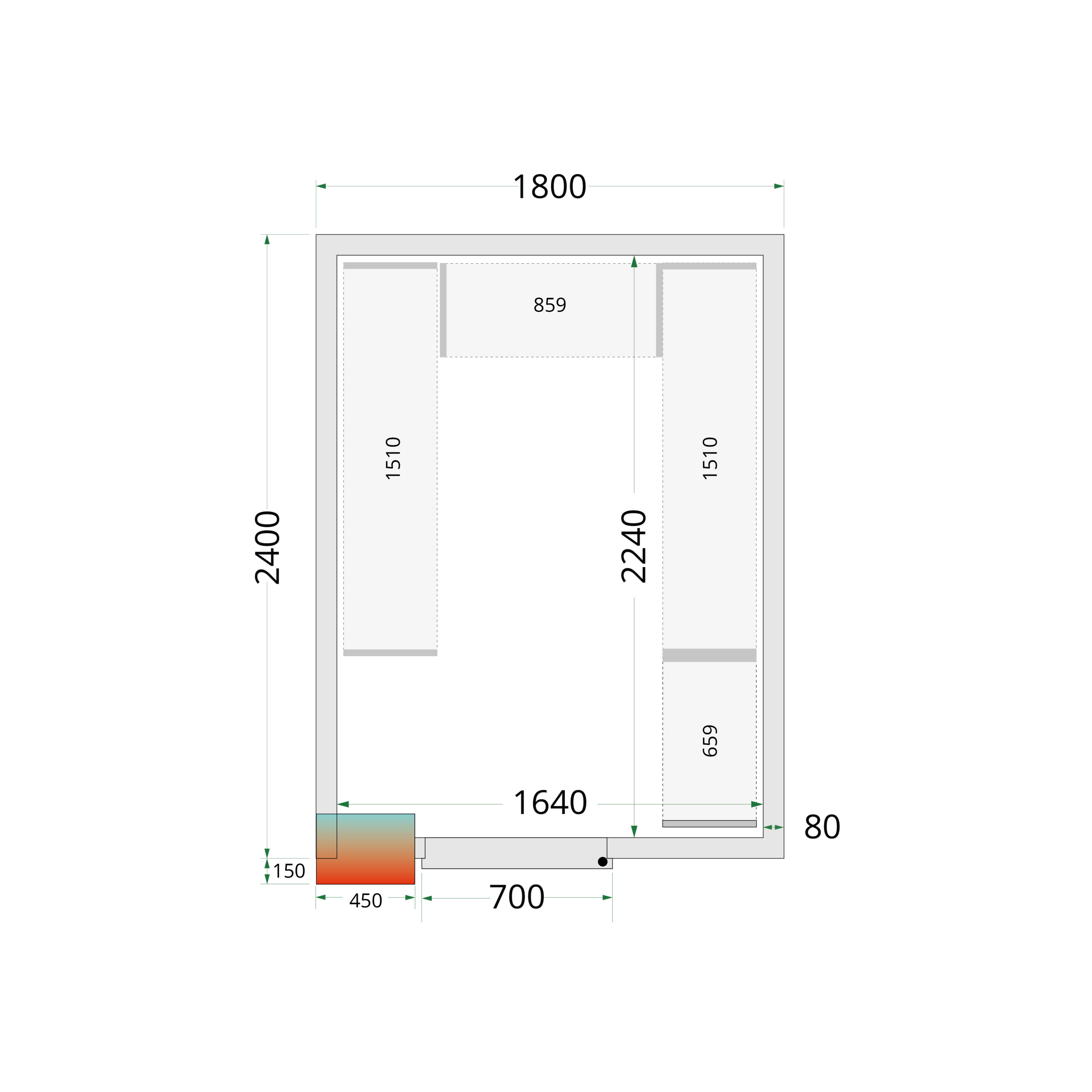 Panneaux de chambre froide 80 mm - CR 180x240x220