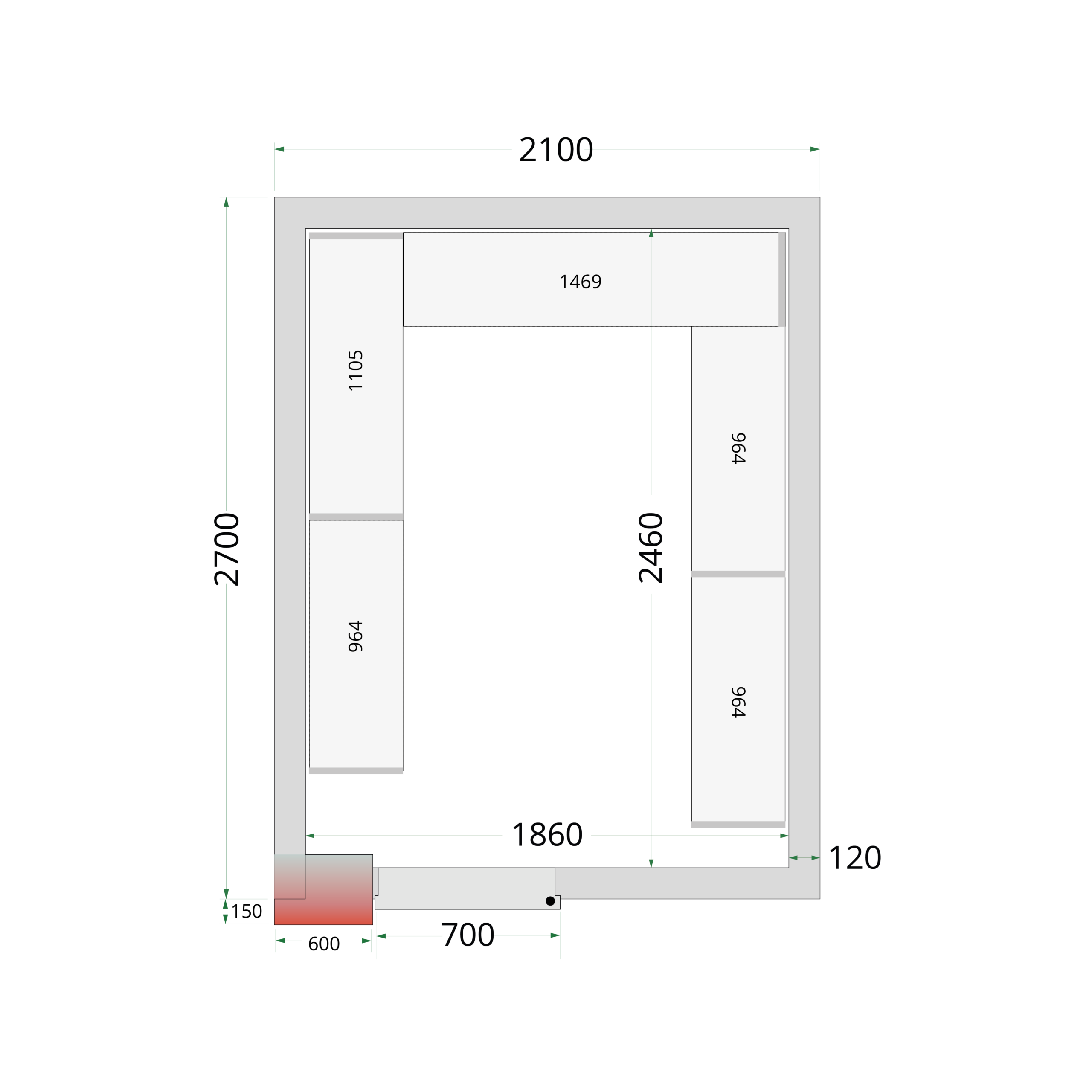 Panneaux de chambre froide 120 mm - CR 210x270x220