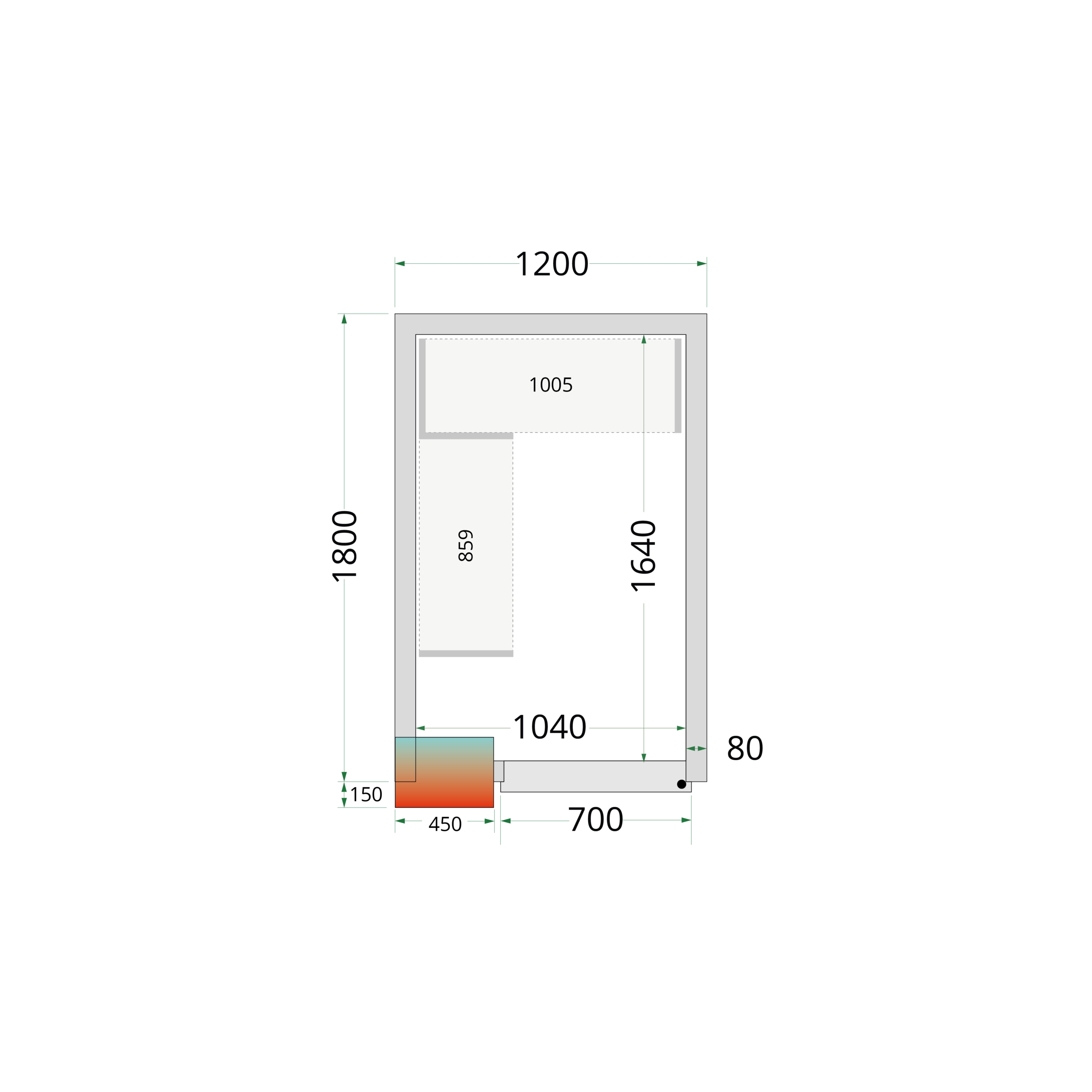 Panneaux de chambre froide 80 mm - CR 120x180x220