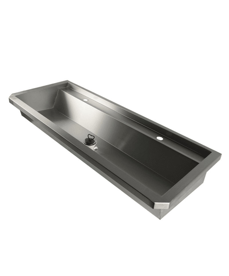 ÉVIER INOX 2 ROBINETS 1200MM BOUCHON DE VIDANGE ET COUVERCLE ANTI-ÉCLABOUSSURES INCLUS, À L'EXCLUSION DU ROBINETS – Image 9