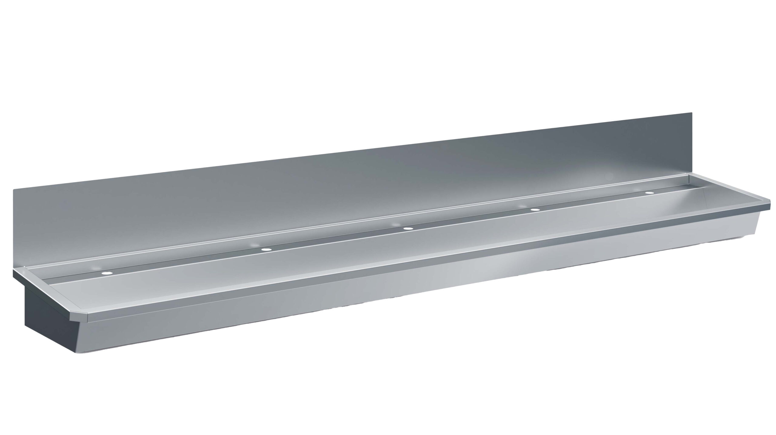 ÉVIER INOX 5 ROBINETS 3000MM BOUCHON DE VIDANGE ET COUVERCLE ANTI-ÉCLABOUSSURES INCLUS, À L'EXCLUSION DU ROBINETS