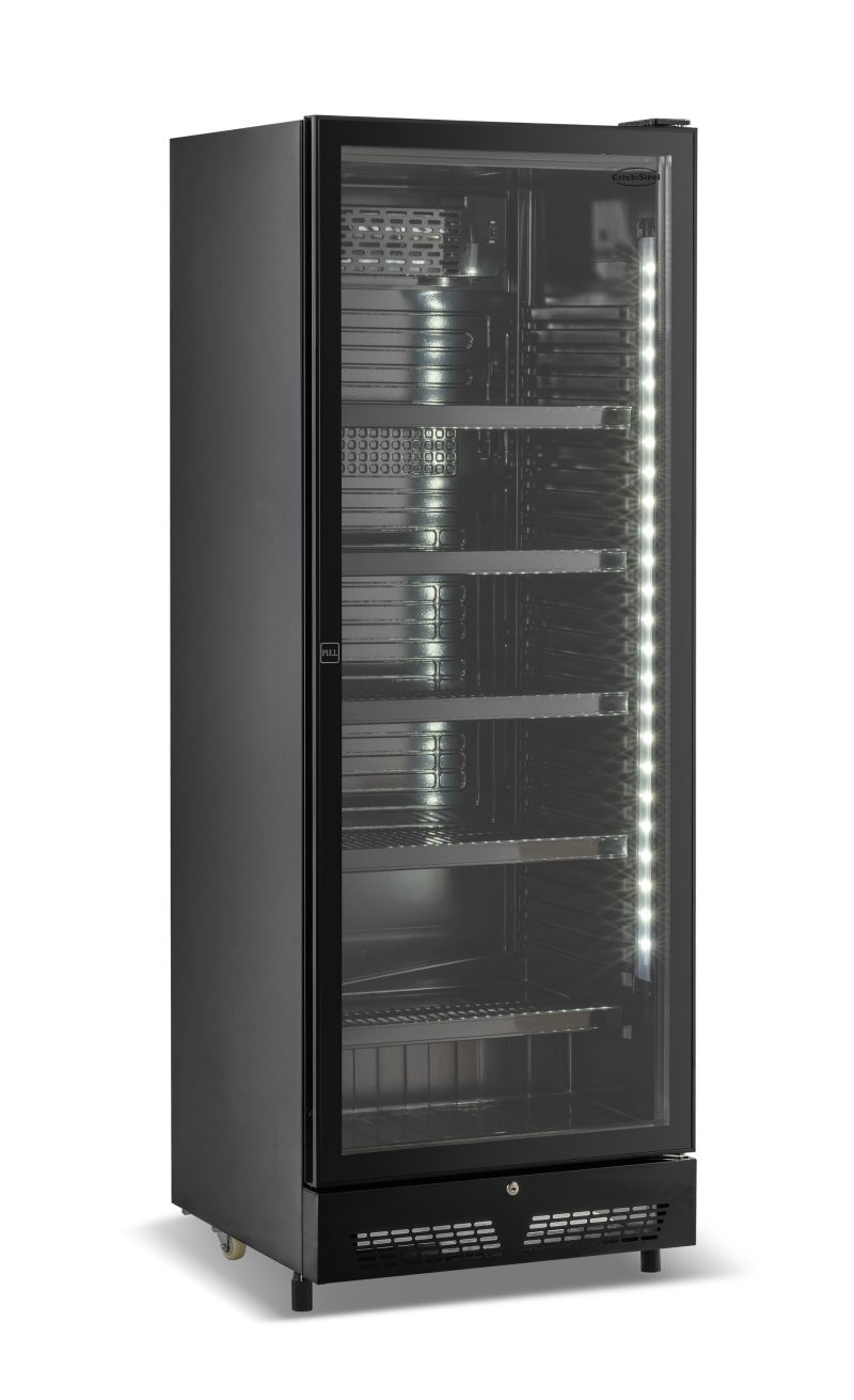 RÉFRIGÉRATEUR 1 PORTE EN VERRE NOIR SVE-450 BL