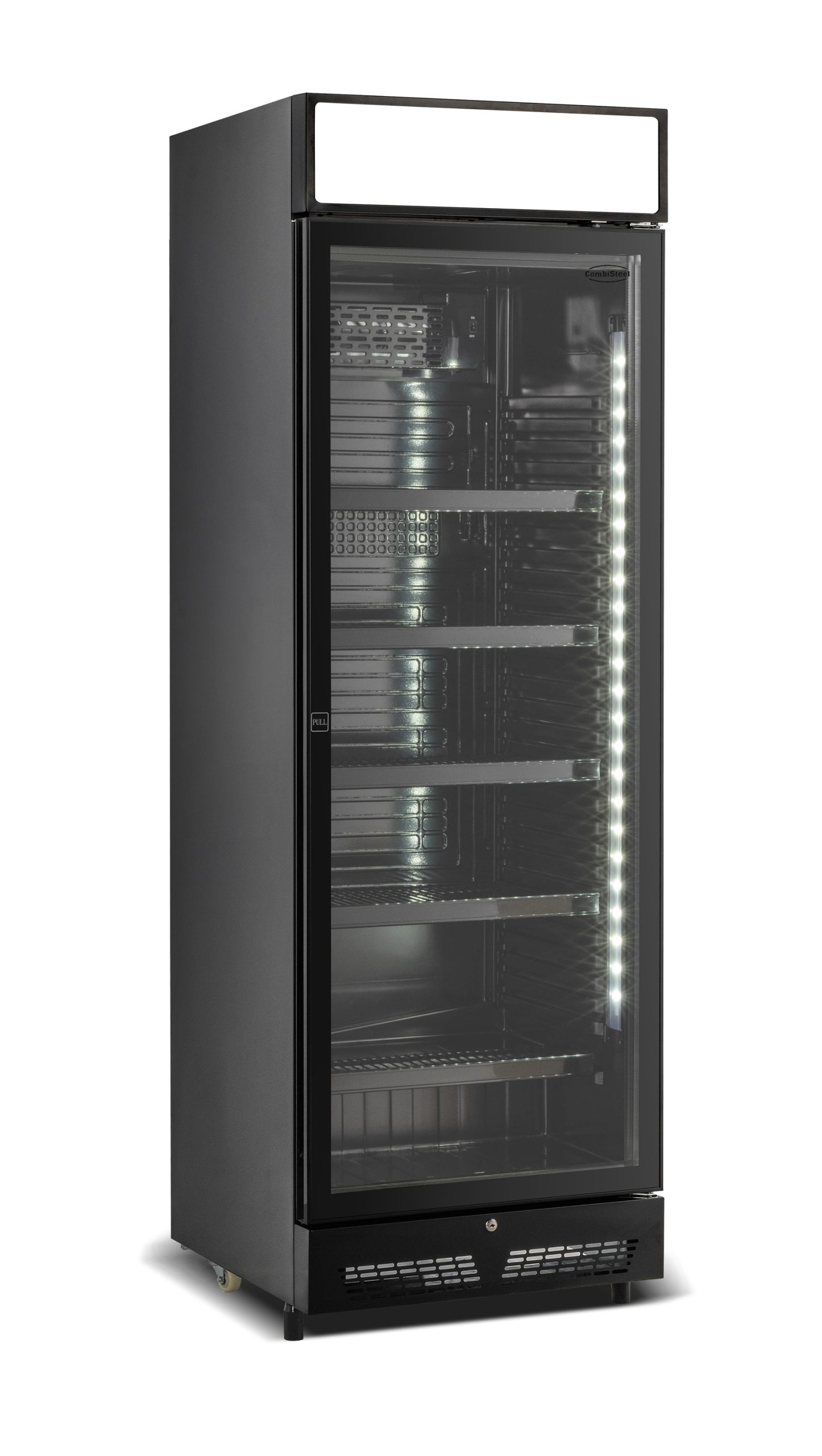 RÉFRIGÉRATEUR 1 PORTE EN VERRE NOIR AVEC CANOPY SVE-450 BLC