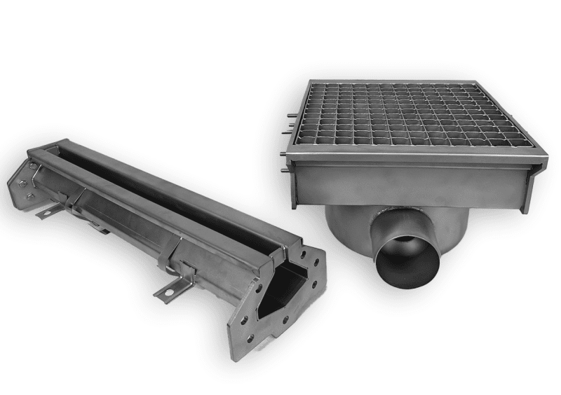 DRAIN INOX 300X265 AVEC 2 SORTIES POUR GOUTTIÈRE À FENTE – Image 2