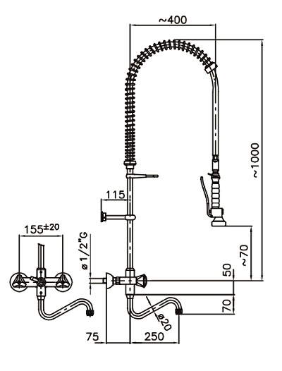 PRÉ DOUCHE DE RINÇAGE MURALE – Image 2
