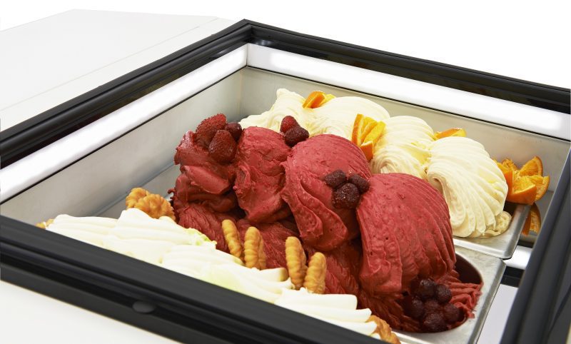 MODÈLE DE TABLE VITRINE À CREME GLACÉE BLANC S'OUVRE DU CÔTÉ FONCTIONNEMENT – Image 4