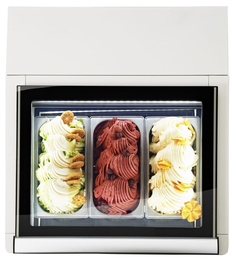 MODÈLE DE TABLE VITRINE À CREME GLACÉE BLANC S'OUVRE DU CÔTÉ FONCTIONNEMENT – Image 5