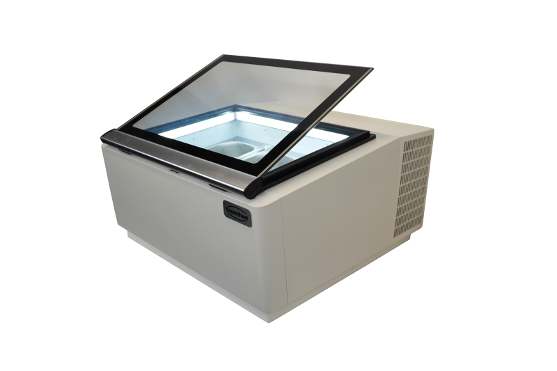 MODÈLE DE TABLE VITRINE À CREME GLACÉE BLANC S'OUVRE DU CÔTÉ FONCTIONNEMENT – Image 7