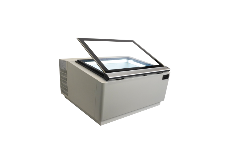 MODÈLE DE TABLE VITRINE À CREME GLACÉE BLANC S'OUVRE DU CÔTÉ FONCTIONNEMENT – Image 9