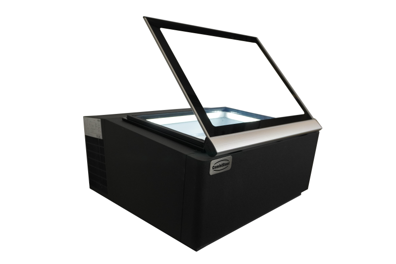MODÈLE DE TABLE VITRINE À CREME GLACÉE NOIR S'OUVRE DU CÔTÉ FONCTIONNEMENT – Image 5