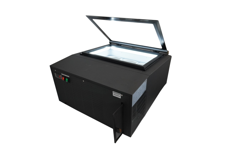 MODÈLE DE TABLE VITRINE À CREME GLACÉE NOIR S'OUVRE DU CÔTÉ FONCTIONNEMENT – Image 8