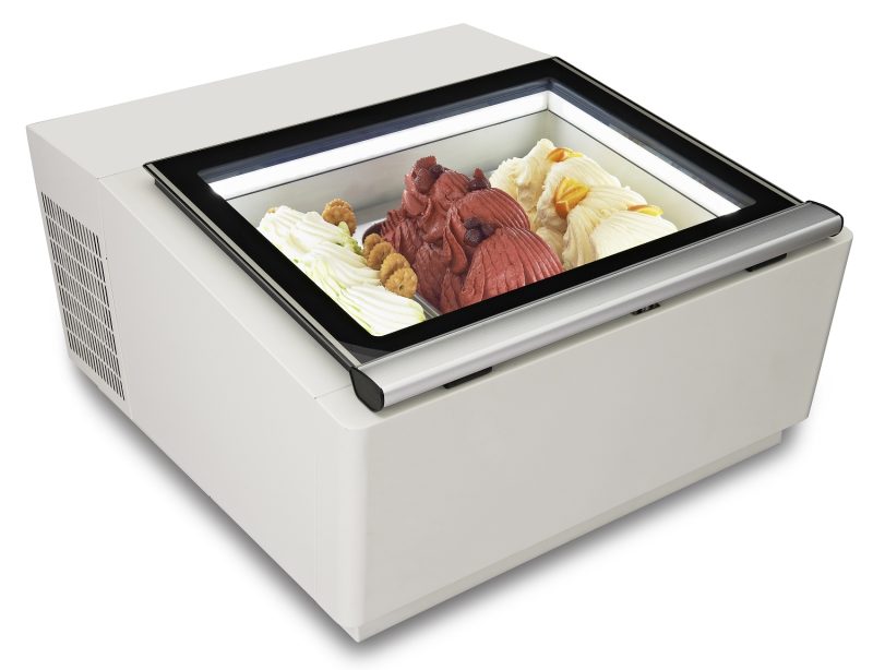 MODÈLE DE TABLE VITRINE À CREME GLACÉE BLANC S'OUVRE DU CÔTÉ CLIENT – Image 3