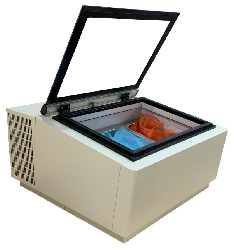 MODÈLE DE TABLE VITRINE À CREME GLACÉE BLANC S'OUVRE DU CÔTÉ CLIENT – Image 2