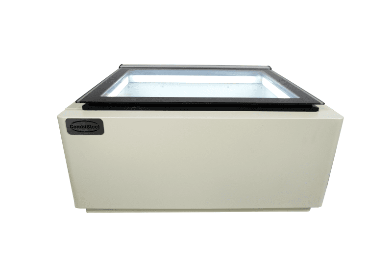 MODÈLE DE TABLE VITRINE À CREME GLACÉE BLANC S'OUVRE DU CÔTÉ CLIENT – Image 4