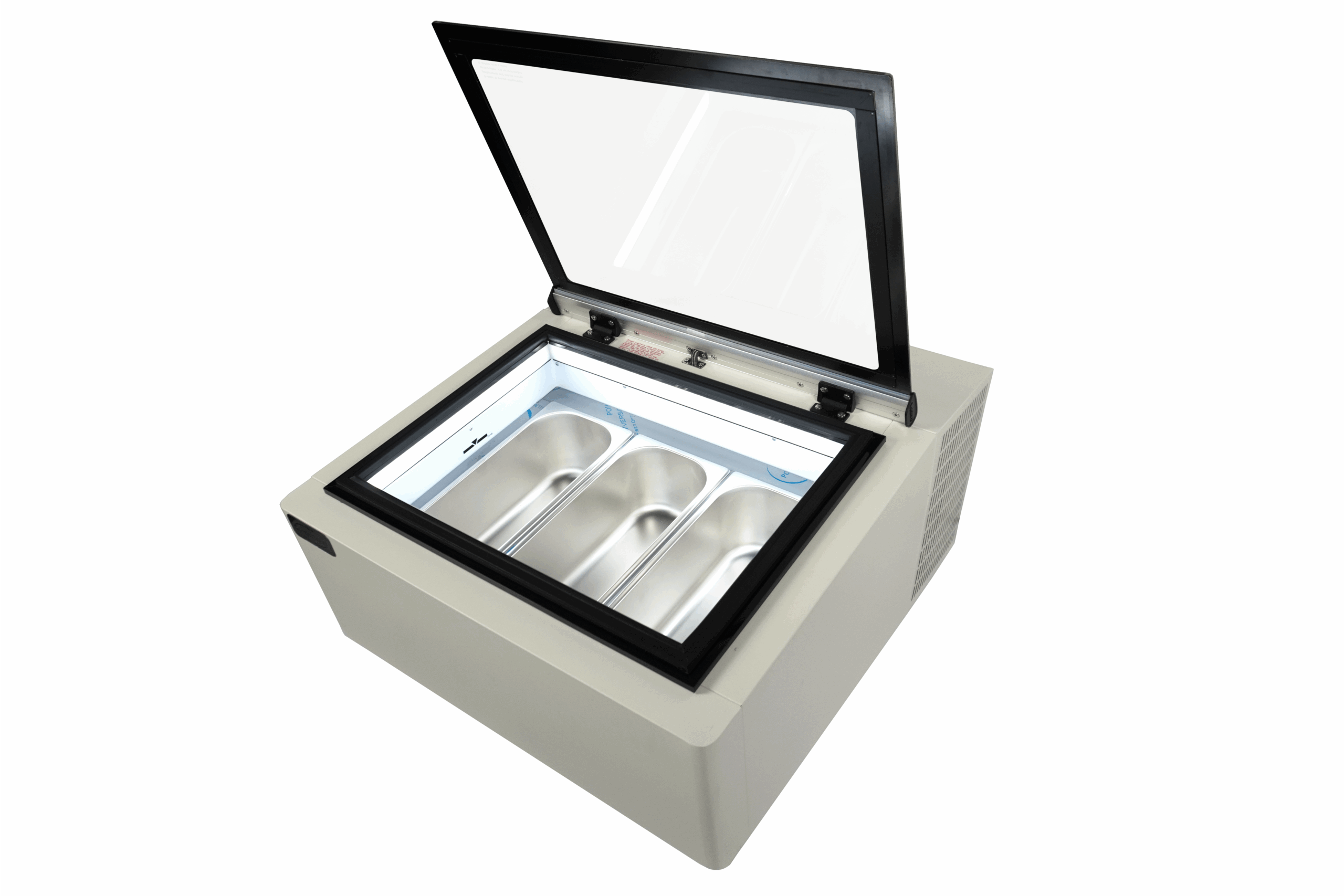 MODÈLE DE TABLE VITRINE À CREME GLACÉE BLANC S'OUVRE DU CÔTÉ CLIENT – Image 8