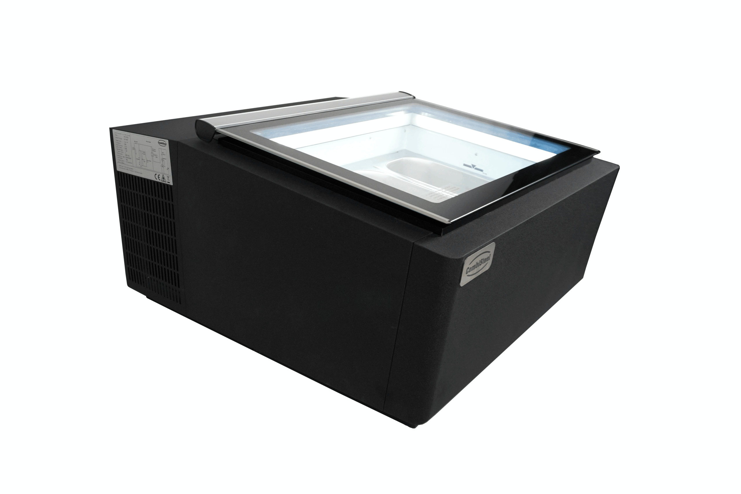 MODÈLE DE TABLE VITRINE À CREME GLACÉE NOIR S'OUVRE DU CÔTÉ CLIENT – Image 4
