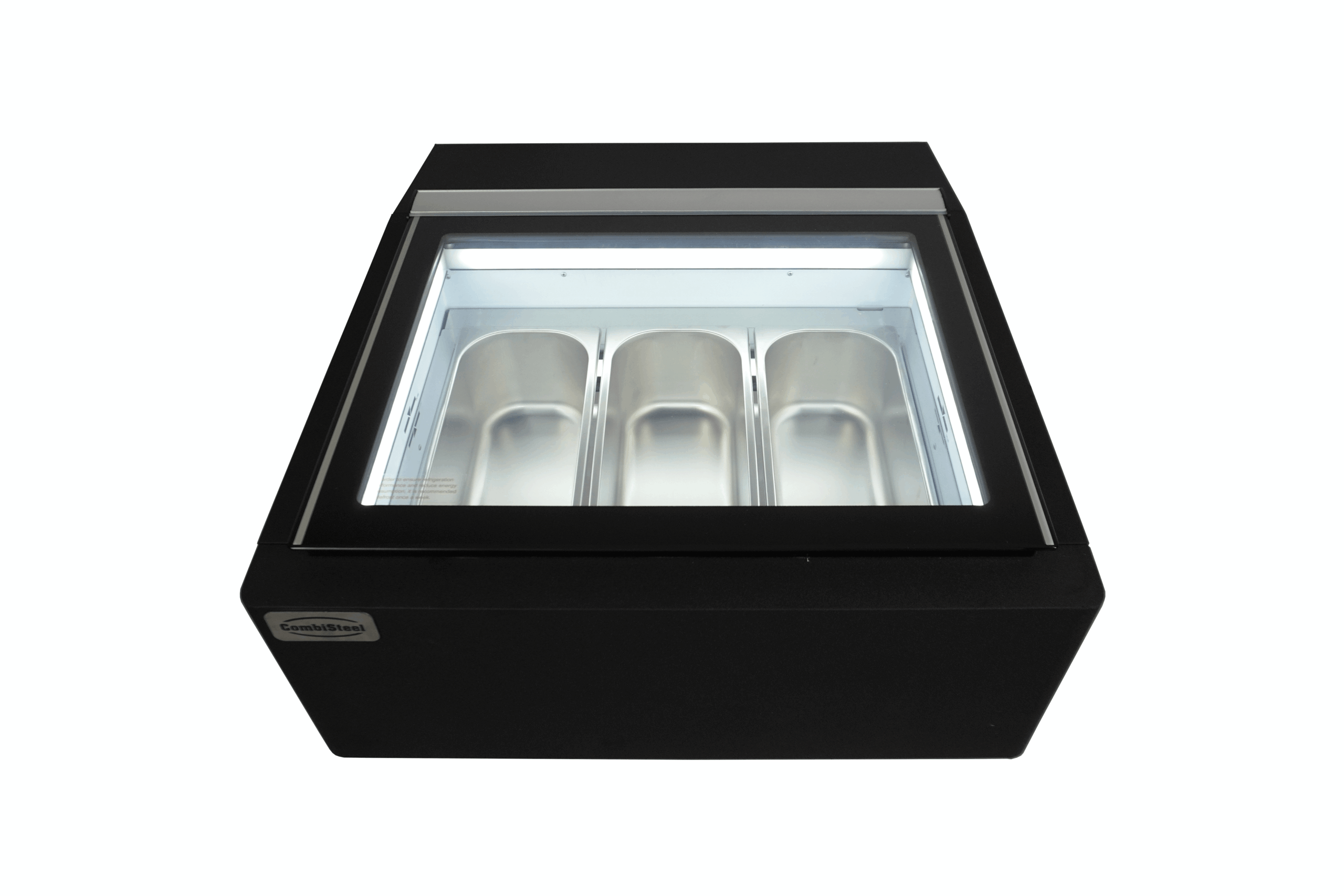 MODÈLE DE TABLE VITRINE À CREME GLACÉE NOIR S'OUVRE DU CÔTÉ CLIENT – Image 5