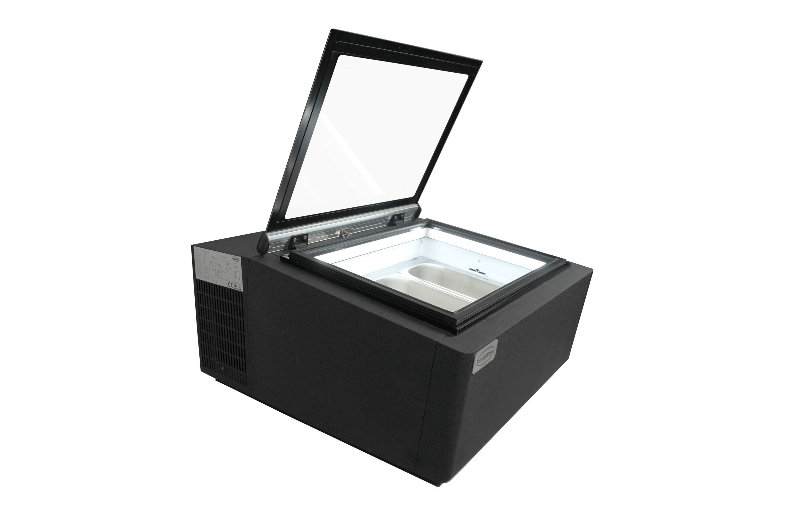 MODÈLE DE TABLE VITRINE À CREME GLACÉE NOIR S'OUVRE DU CÔTÉ CLIENT – Image 6