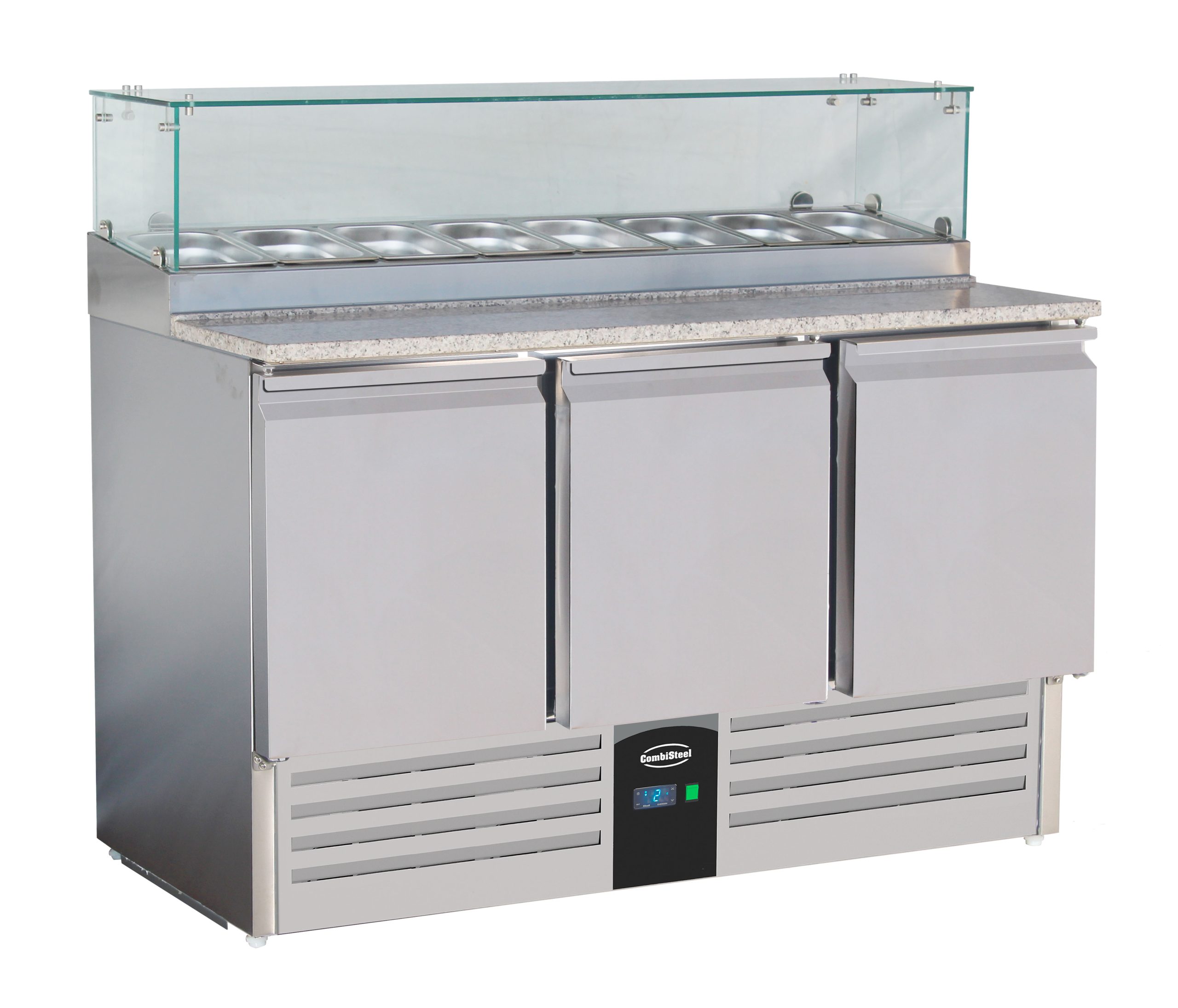 TABLE PRÉP POUR PIZZA AVEC VERRE 3 PORTES