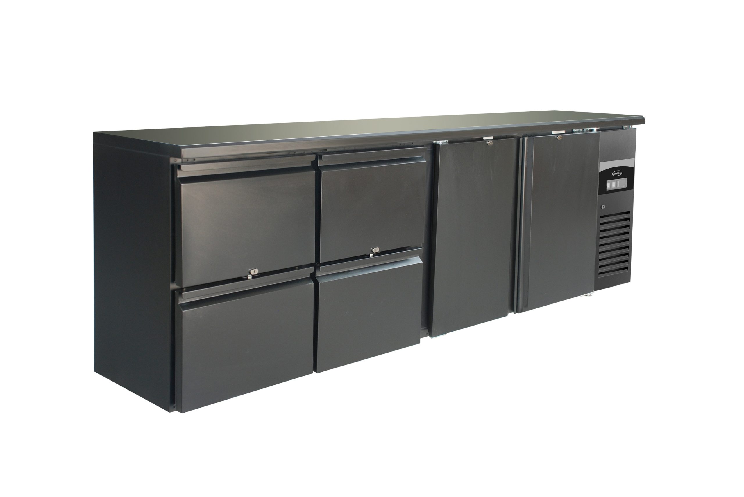 ARRIÈRE BAR RÉFRIGÉRÉE NOIR 2 PORTES ET 2 TIROIRS *TRANSPORT SUR DEMANDE*