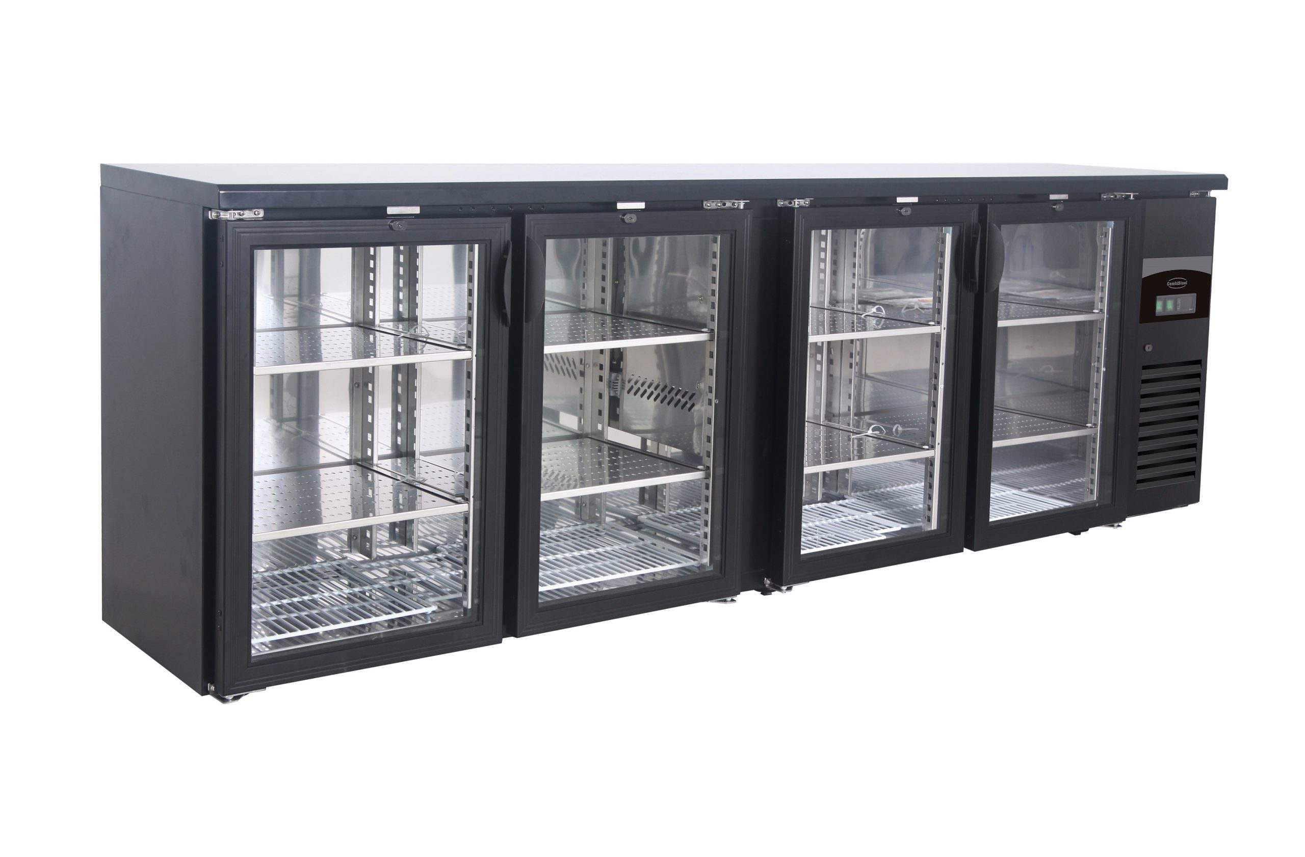 ARRIÈRE BAR RÉFRIGÉRÉE NOIR 4 PORTES EN VERRE *TRANSPORT SUR DEMANDE*