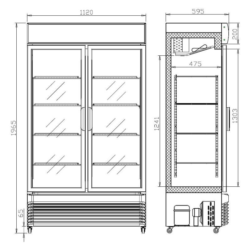 RÉFRIGÉRATEUR AVEC PORTES COULISSANTES EN VERRES BEZ-750 SL – Image 3