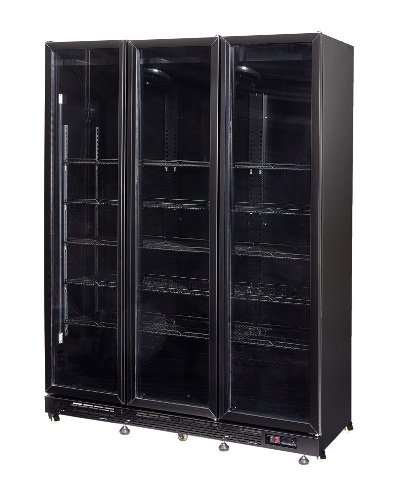 RÉFRIGÉRATEUR 3 PORTES EN VERRE NOIR NAP-1200 HT - AVEC PORTE CHAUFFANTE – Image 2
