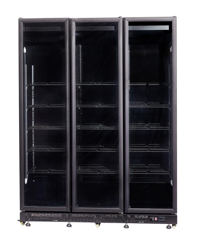 RÉFRIGÉRATEUR 3 PORTES EN VERRE NOIR NAP-1200 HT - AVEC PORTE CHAUFFANTE – Image 3
