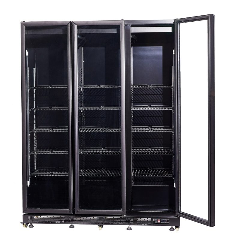 RÉFRIGÉRATEUR 3 PORTES EN VERRE NOIR NAP-1200 HT - AVEC PORTE CHAUFFANTE – Image 4