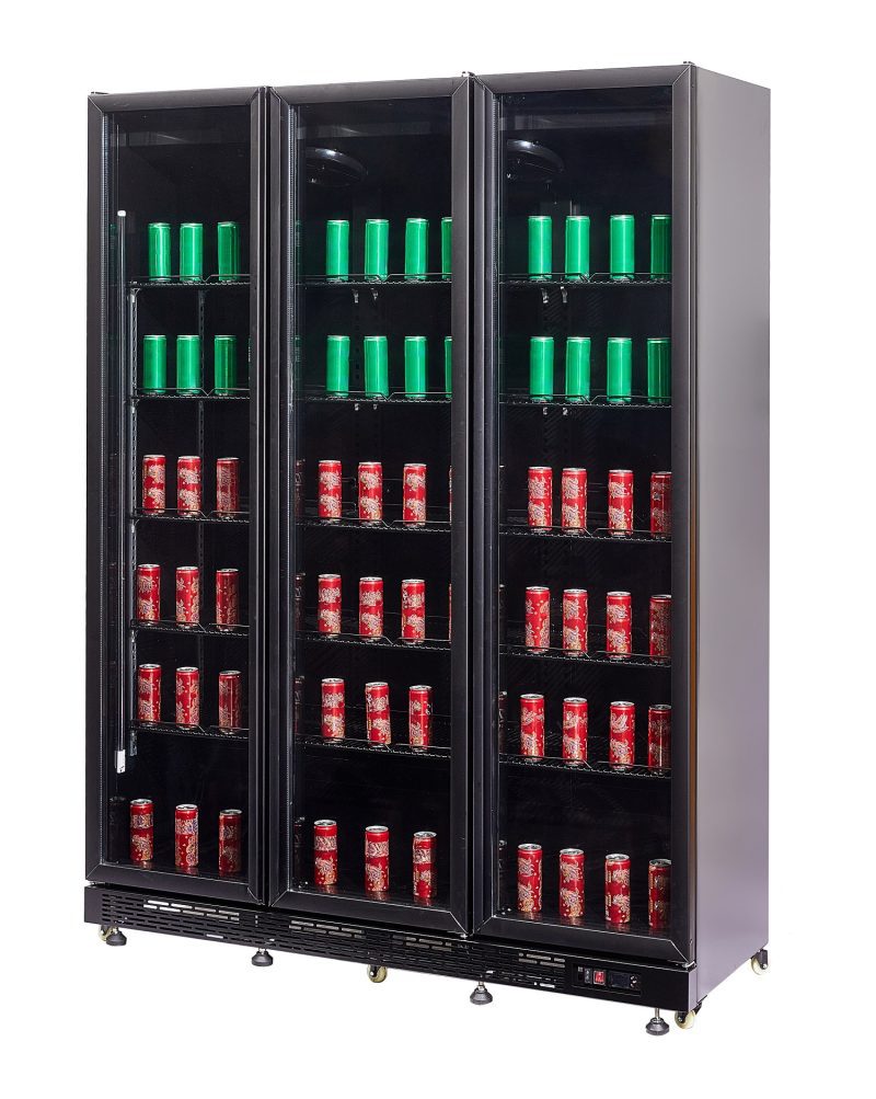 RÉFRIGÉRATEUR 3 PORTES EN VERRE NOIR NAP-1200 HT - AVEC PORTE CHAUFFANTE – Image 8