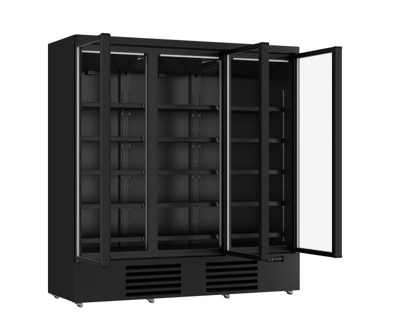 RÉFRIGÉRATEUR 3 PORTES EN VERRE NOIR JDE-1530R BL – Image 3