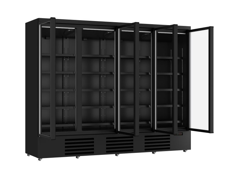 RÉFRIGÉRATEUR 4 PORTES EN VERRE NOIR JDE-2025R BL *TRANSPORT SUR DEMANDE* – Image 2