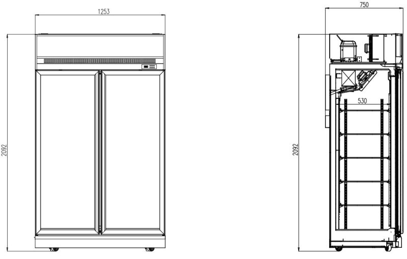 CONGÉLATEUR 2 PORTES EN VERRE INS-1000F – Image 2