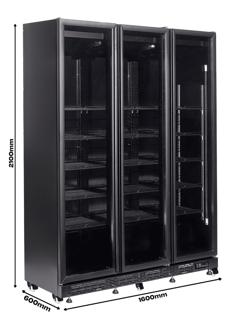 RÉFRIGÉRATEUR 3 PORTES EN VERRE NOIR NAP-1200 HT - AVEC PORTE CHAUFFANTE – Image 10